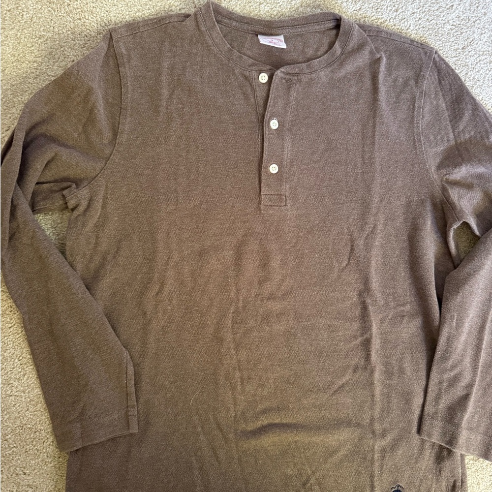Brooks Brothers Long Sleeve Brown Henley Shirt